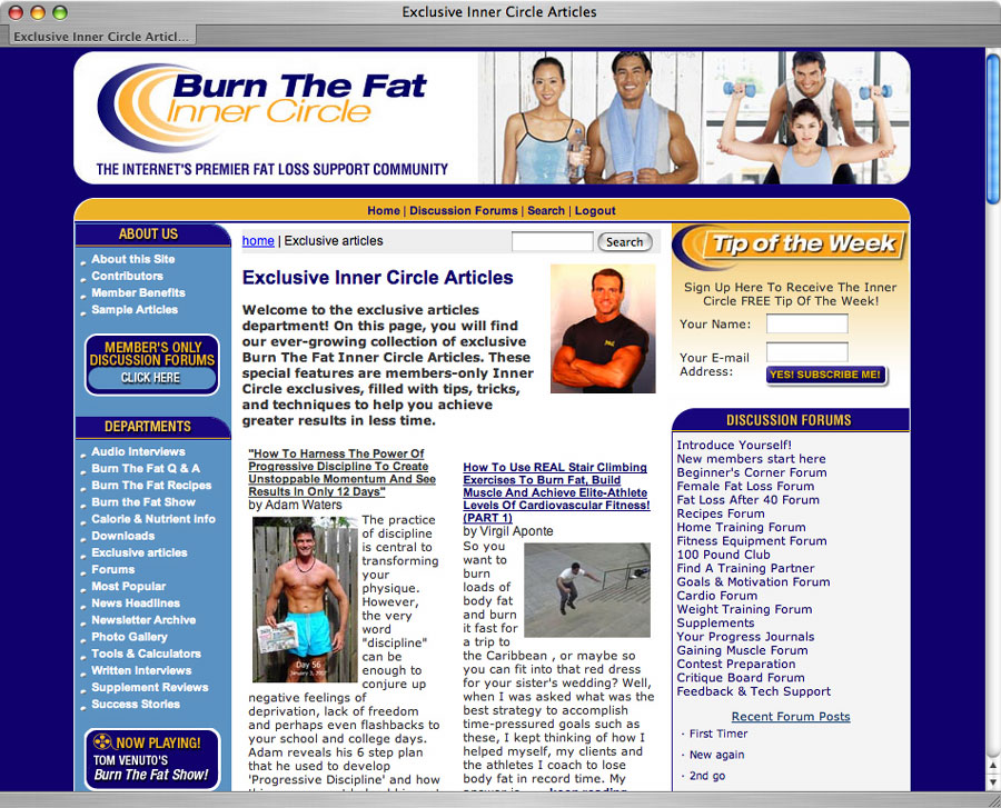 burn the fat inner circle home page